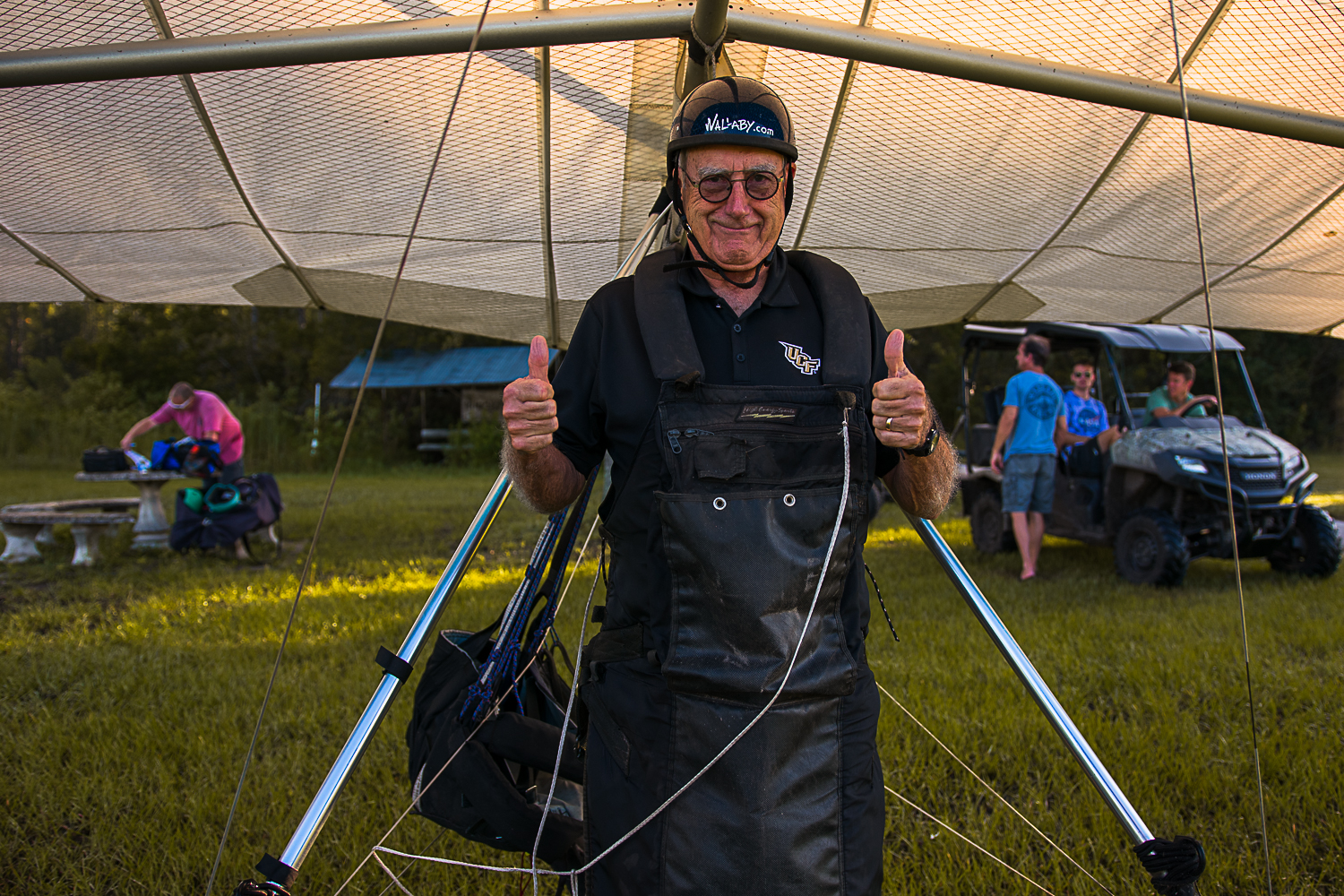 Dick Tucker with a hang-glider