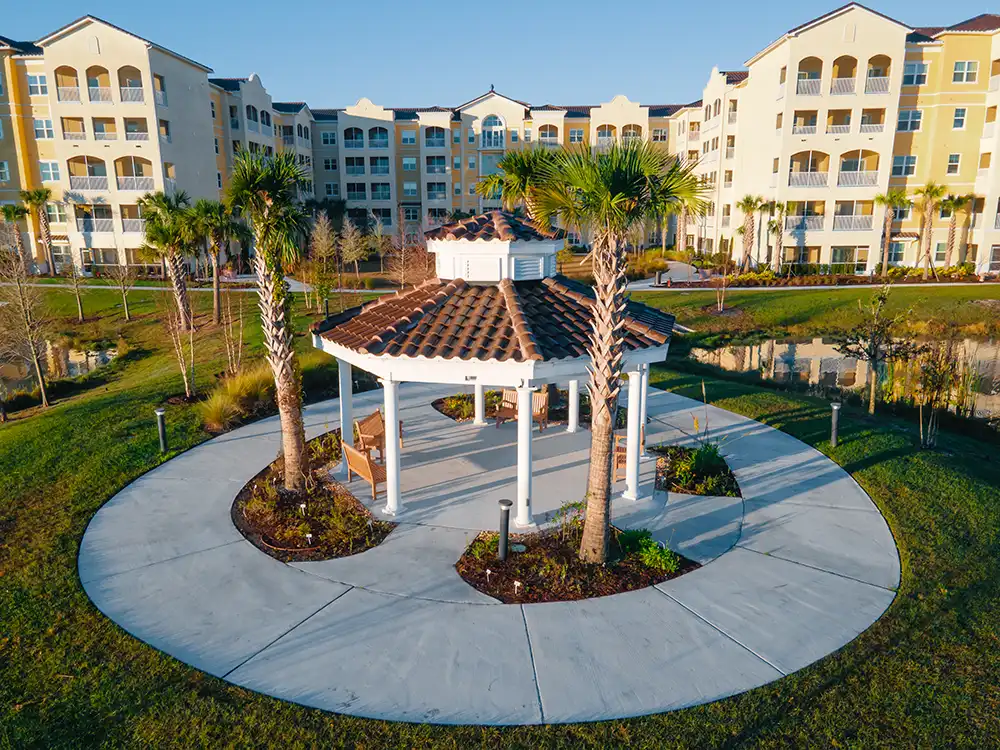 A unique gazebo on campus at Legacy Pointe and UCF